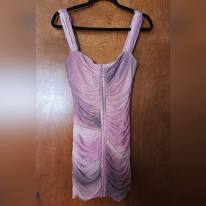 ZARA Short Printed Tulle Dress Mini Bodycon